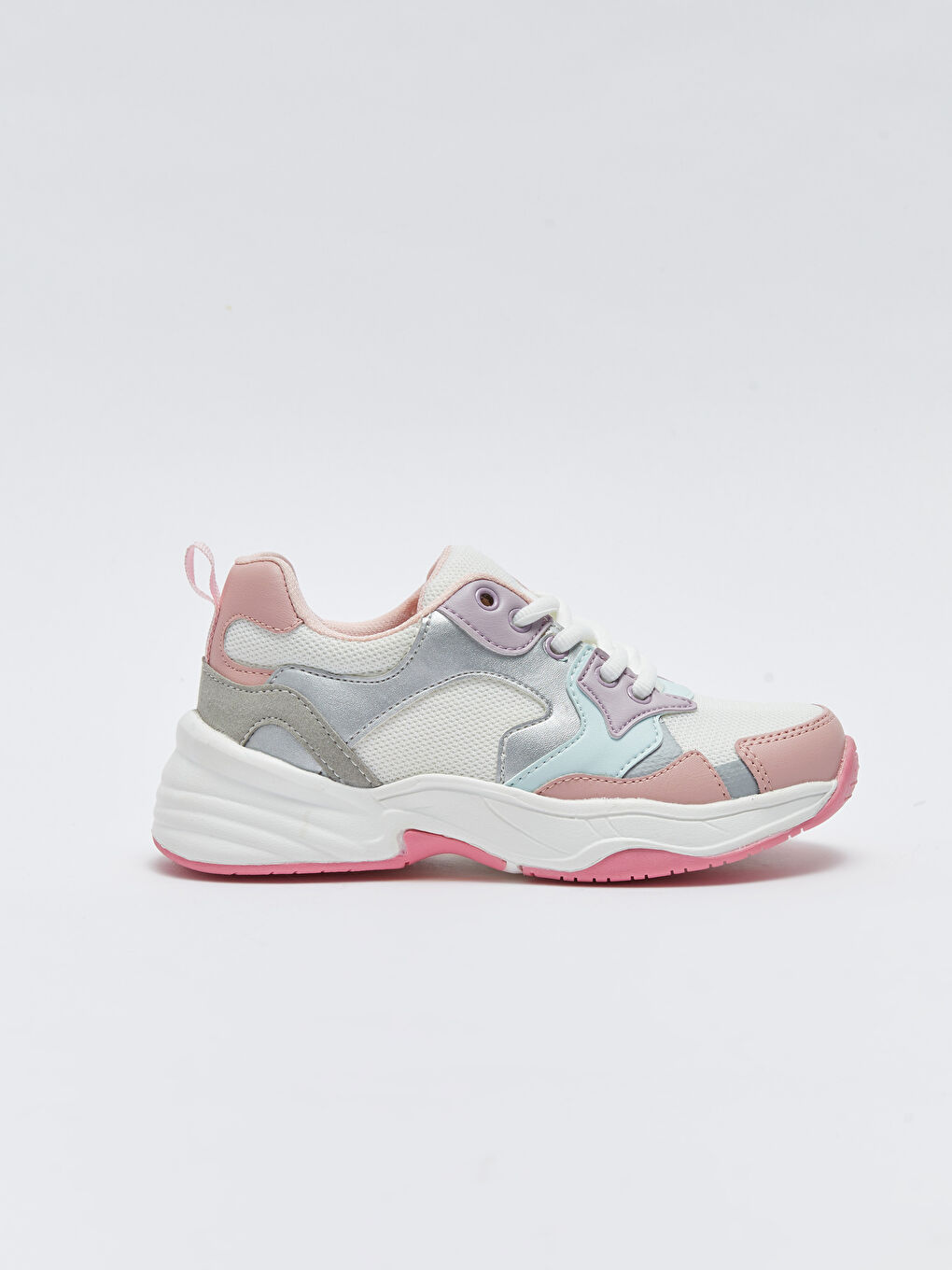 Pembe Bağcıklı Kız Çocuk Spor Ayakkabı-1