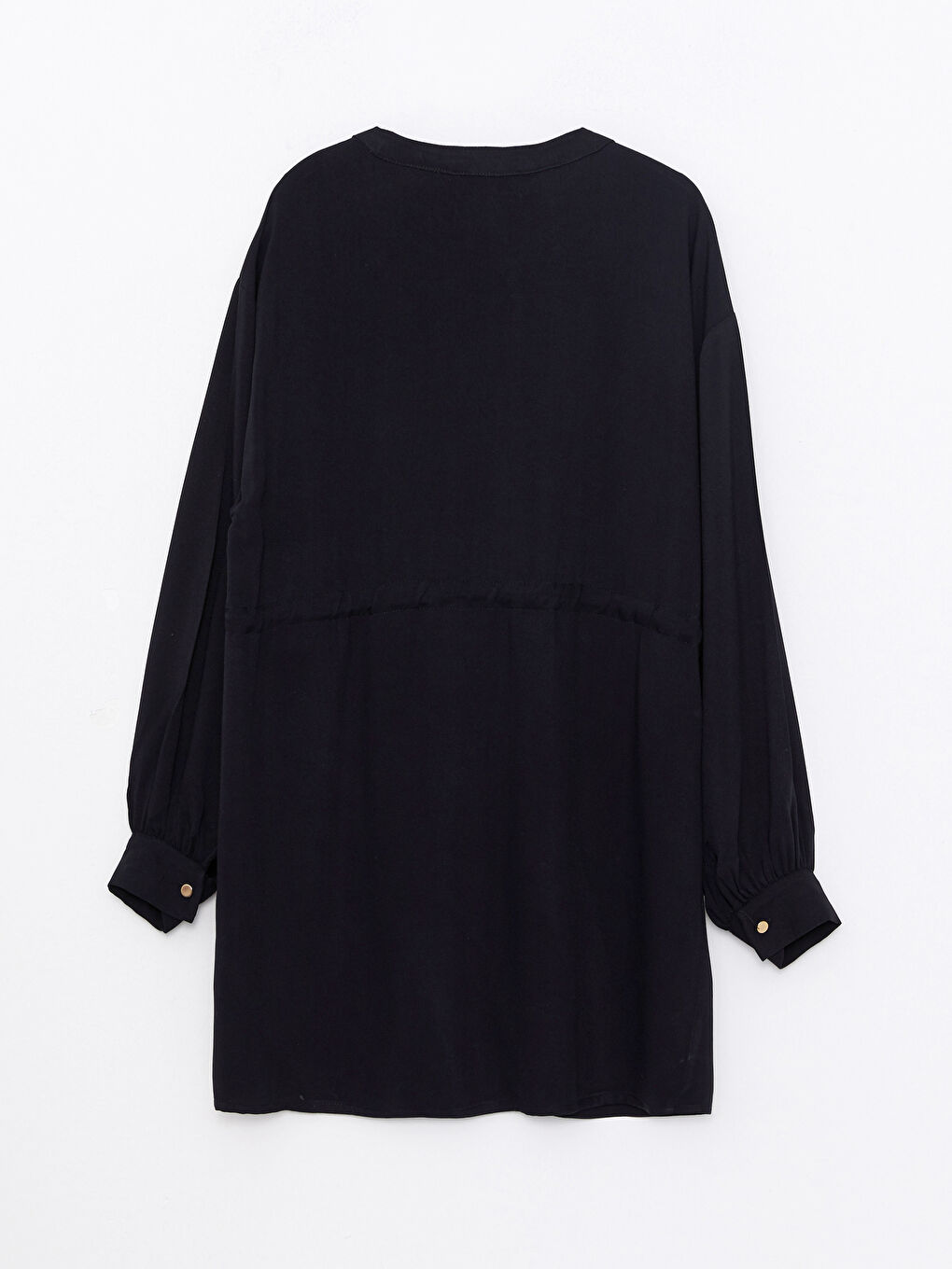 Siyah Bisiklet Yaka Düz Uzun Kollu Viskon Kadın Tunik-6