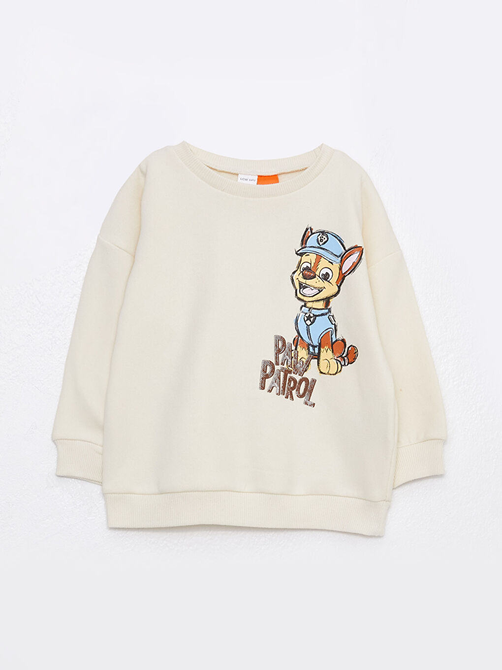 LCW baby Bej Bisiklet Yaka Uzun Kollu Paw Patrol Baskılı Erkek Bebek Sweatshirt