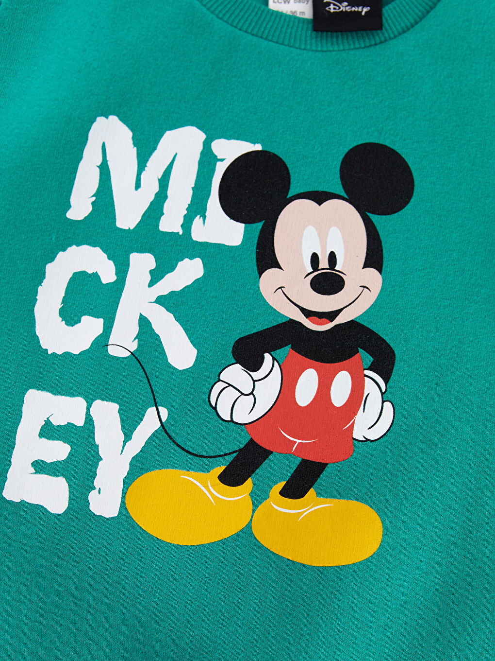 LCW baby Yeşil Bisiklet Yaka Uzun Kollu Mickey Mouse Baskılı Erkek Bebek Sweatshirt ve Eşofman Alt 2'li Takım - 2