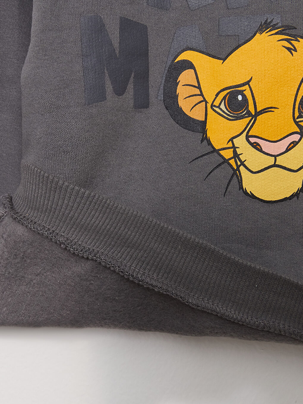 Gri Bisiklet Yaka Uzun Kollu Aslan Kral Baskılı Erkek Bebek Sweatshirt ve Eşofman Alt 2'li Takım-3