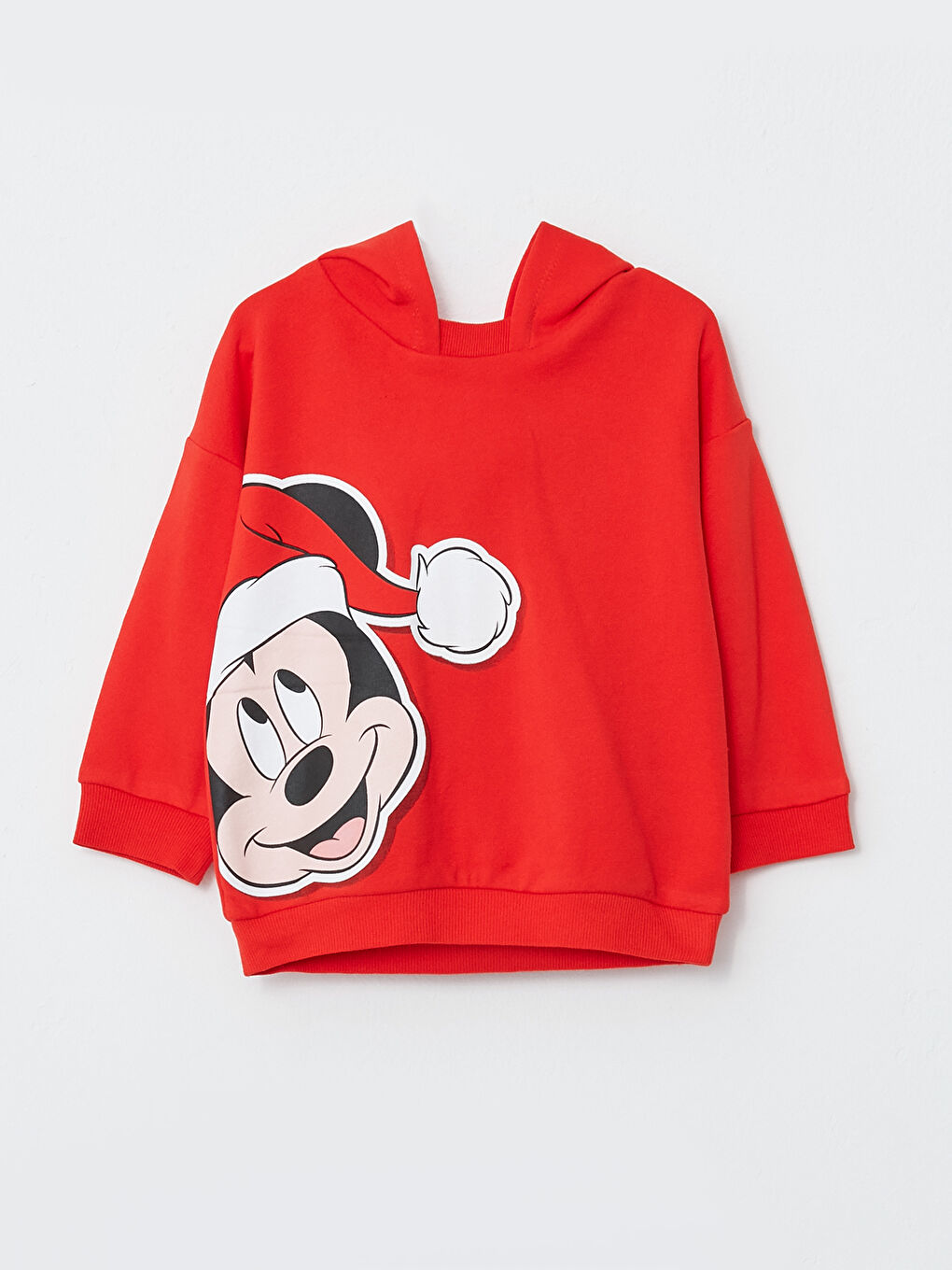 LCW baby Canlı Kırmızı Kapüşonlu Uzun Kollu Mickey Mouse Baskılı Erkek Bebek Sweatshirt ve Eşofman Alt 2'li - 5