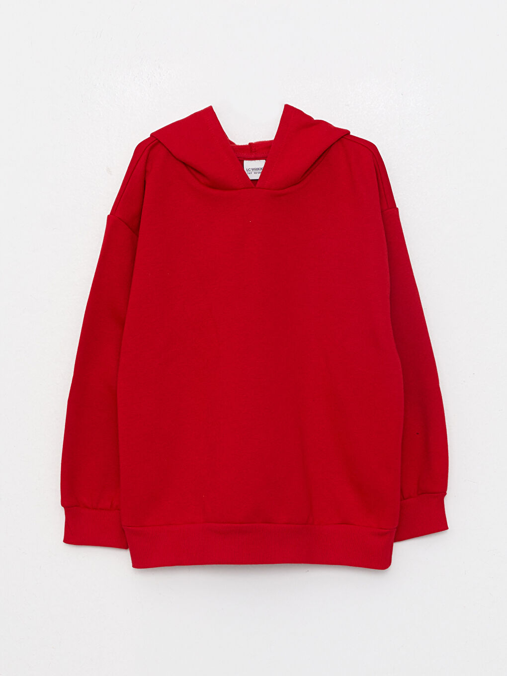Kırmızı Kapüşonlu Basic Uzun Kollu Kız Çocuk Sweatshirt