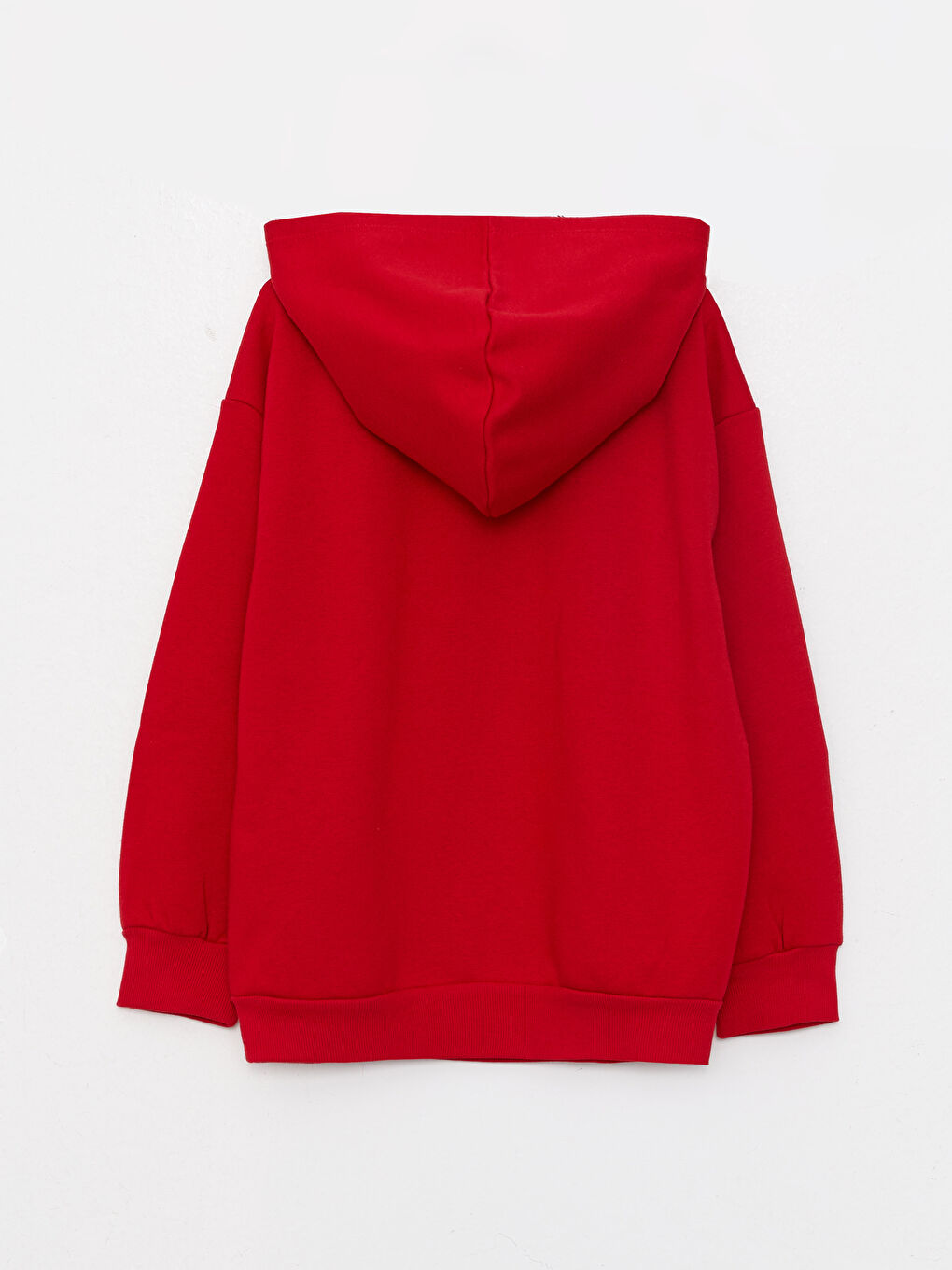 Kırmızı Kapüşonlu Basic Uzun Kollu Kız Çocuk Sweatshirt-1