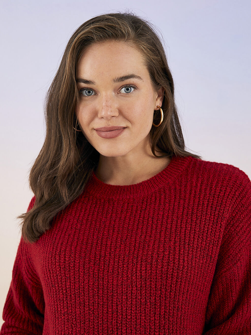 Светр трикотажний для вагітних з круглим вирізом горловини, звичайною посадкою та довгим рукавом-2