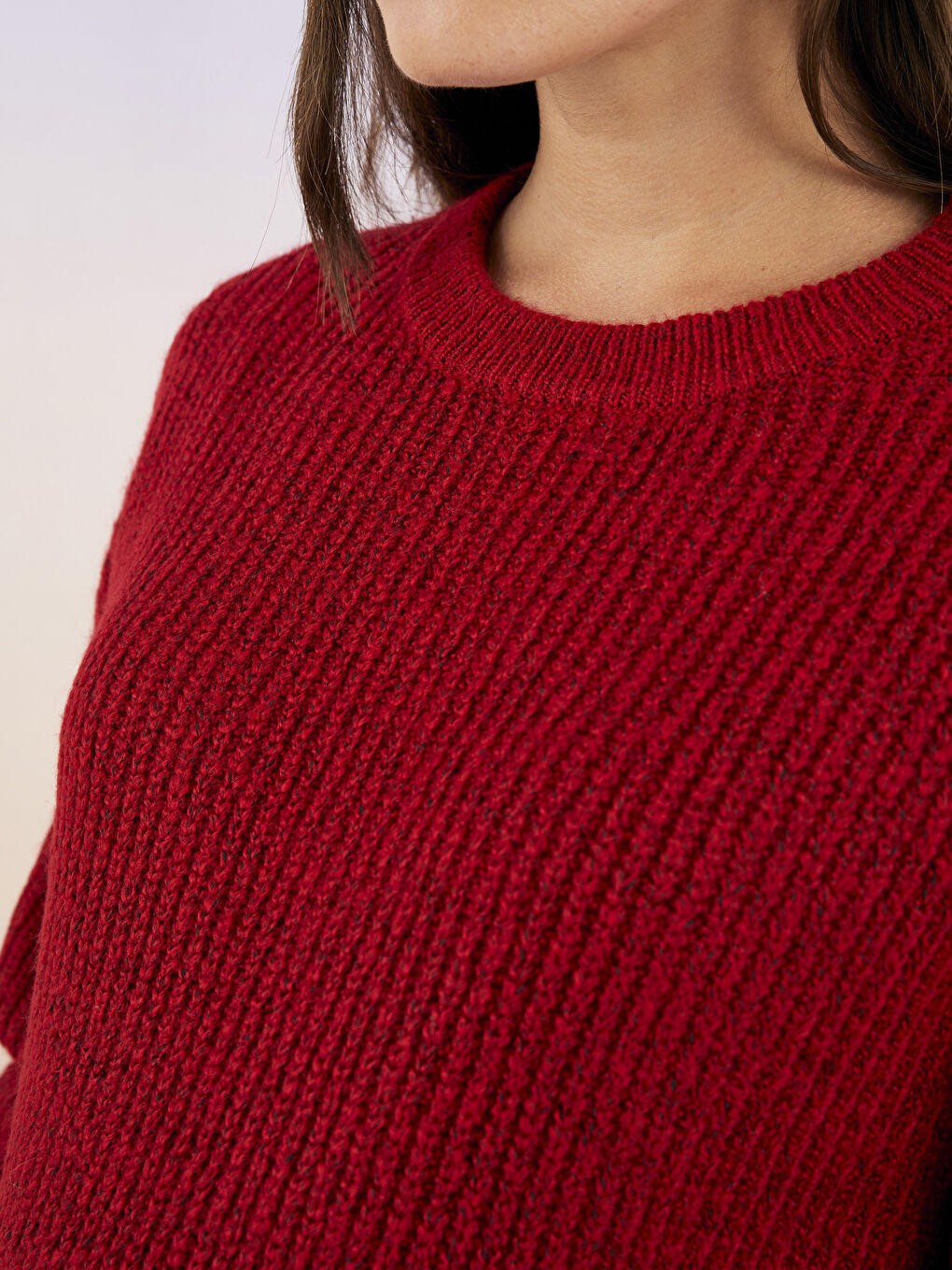 Светр трикотажний для вагітних з круглим вирізом горловини, звичайною посадкою та довгим рукавом-3