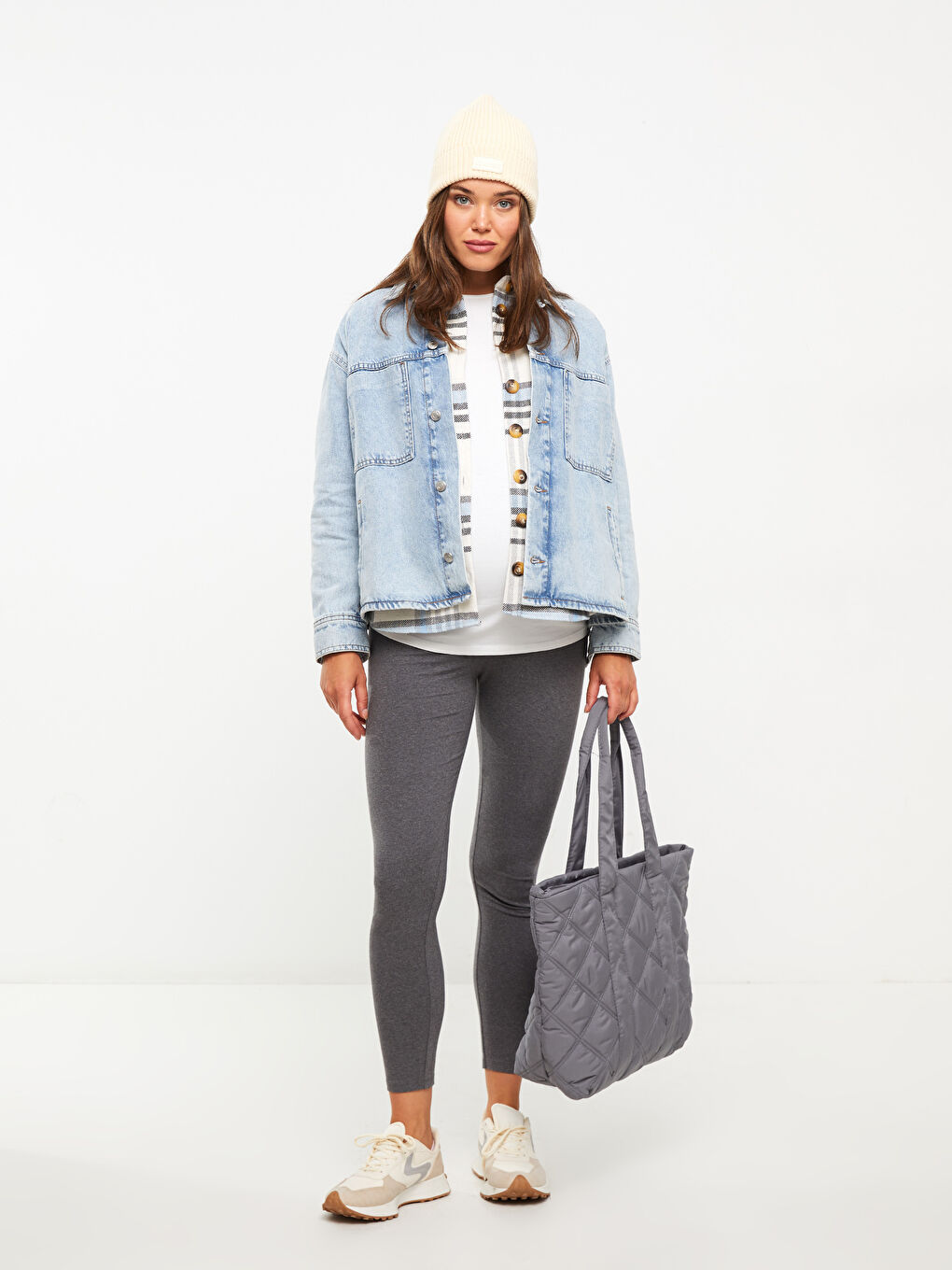 Colanți de Maternitate Simpli cu Bandă pe Burtă-1