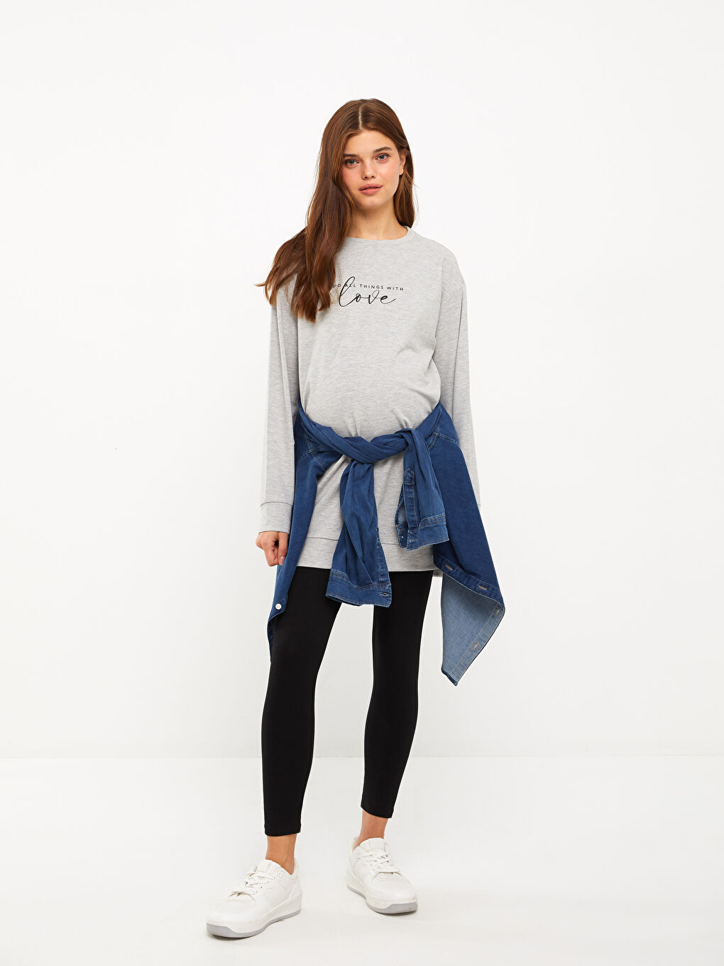 Colanți de Maternitate Simpli cu Bandă pe Burtă