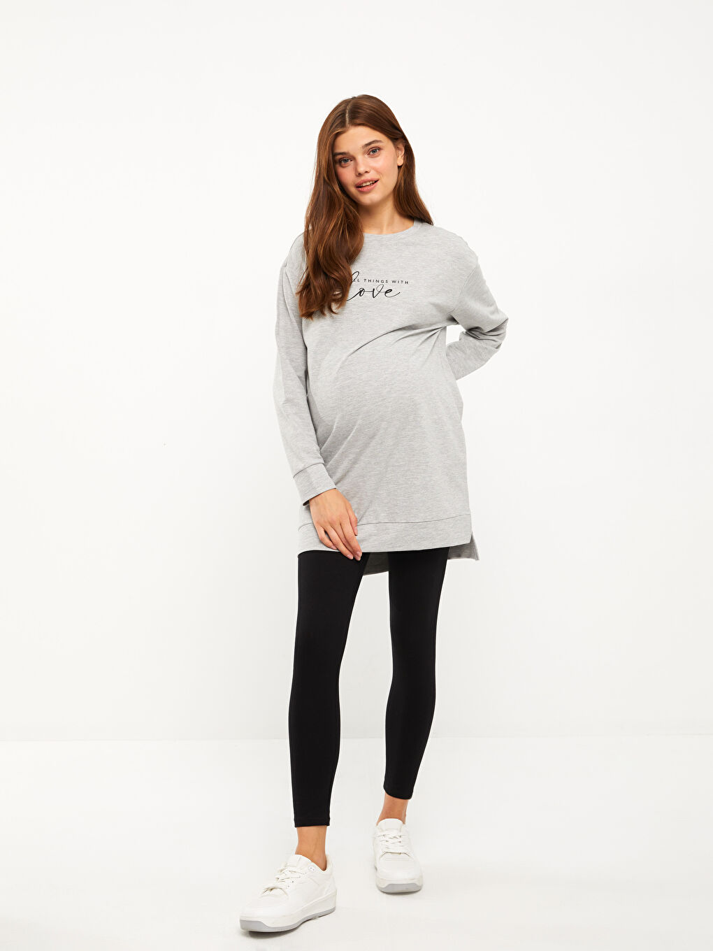 Colanți de Maternitate Simpli cu Bandă pe Burtă-2