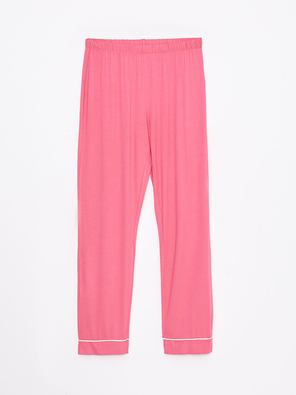 Pembe Gömlek Yaka Düz Uzun Kollu Kadın Pijama Takımı-7