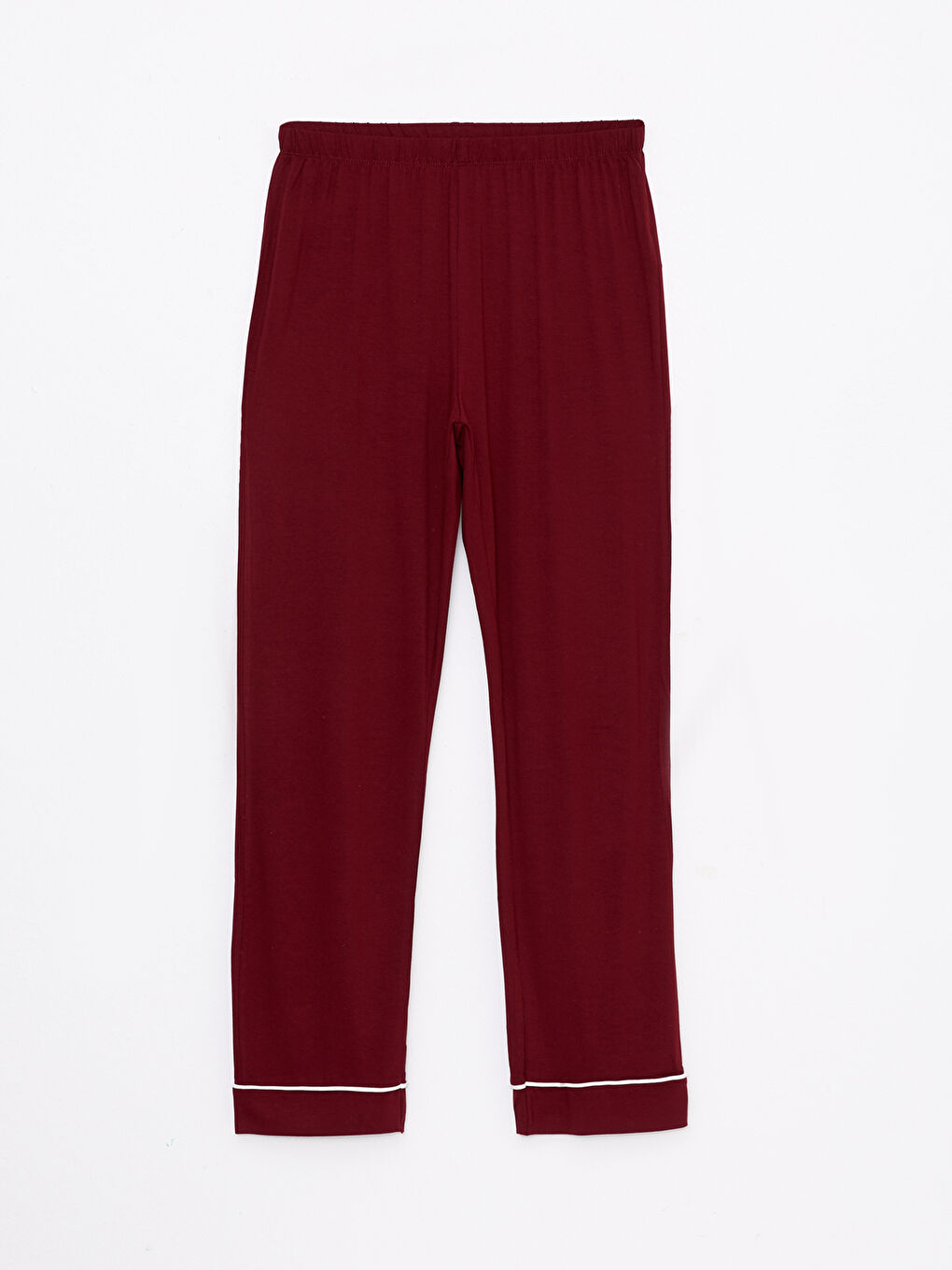 LCW DREAM Bordo Gömlek Yaka Düz Uzun Kollu Kadın Pijama Takımı - 7