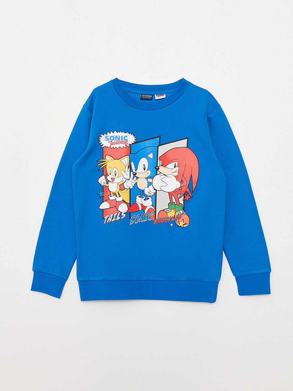 Mavi Bisiklet Yaka Sonic Baskılı Uzun Kollu Erkek Çocuk Sweatshirt