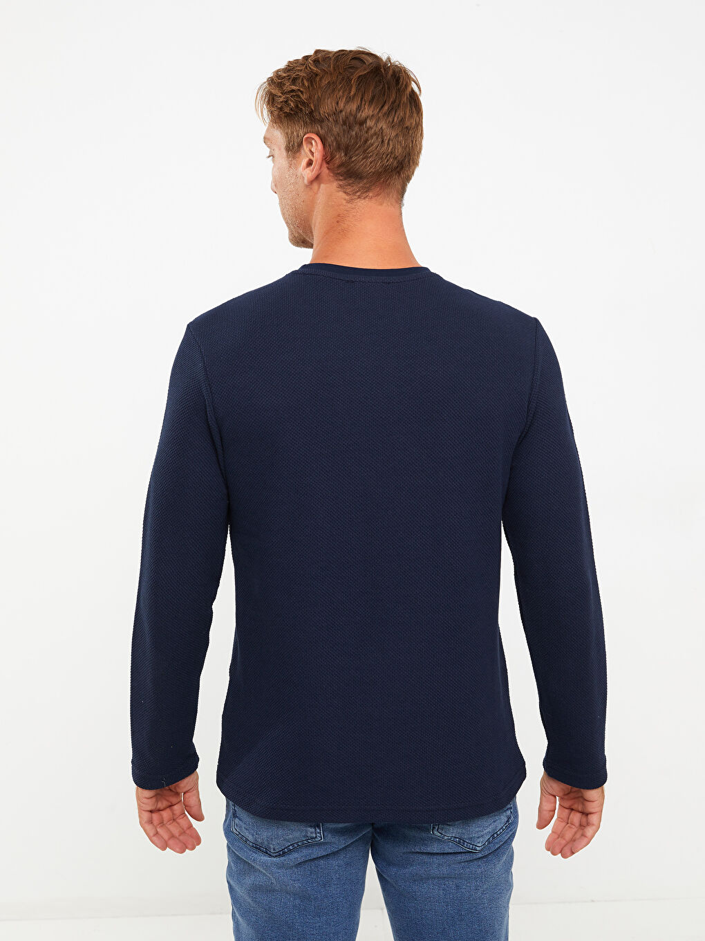 سويت شيرت كم طويل بياقة دائرية للرجال-4