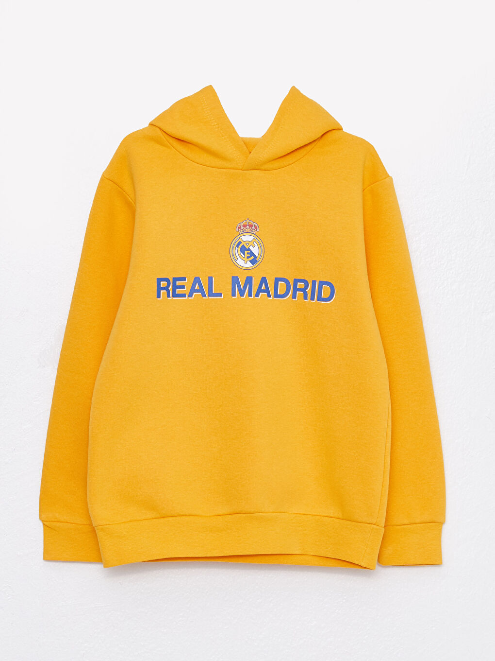 LCW Kids Turuncu Kapüşonlu Real Madrid Baskılı Uzun Kollu Erkek Çocuk Sweatshirt