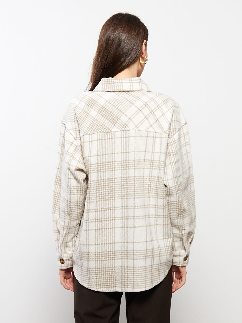 Plaid Long Sleeve Flannel Maternity Lumberjack Shirt Jacket-4