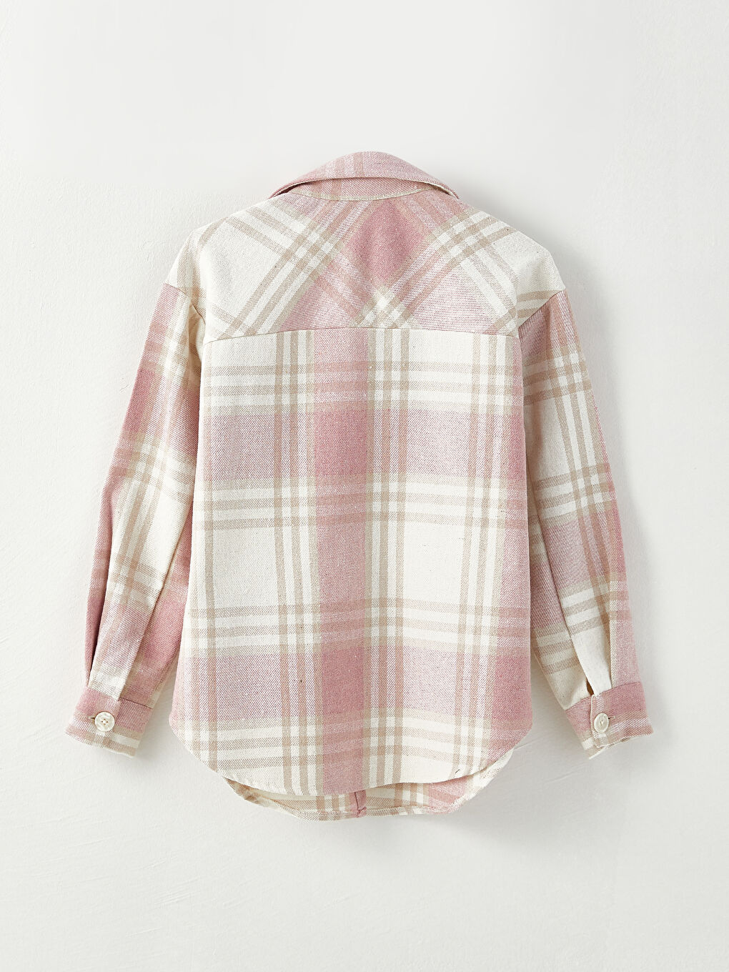 Pembe Ekose Uzun Kollu Flanel Hamile Oduncu Gömlek Ceket-6