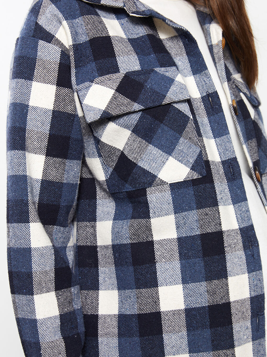 LCWAIKIKI Maternity Plaid Long Sleeve Flannel Maternity Shirt Jacket -W2DE55Z8-LLC