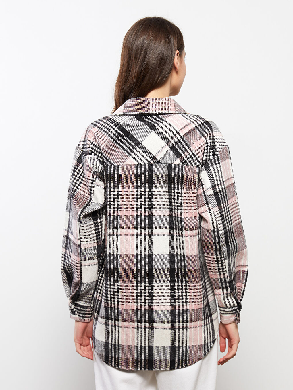 LC Waikiki Plaid Long Sleeve Flannel Maternity Shirt Jacket -W2DE55Z8-LNQ