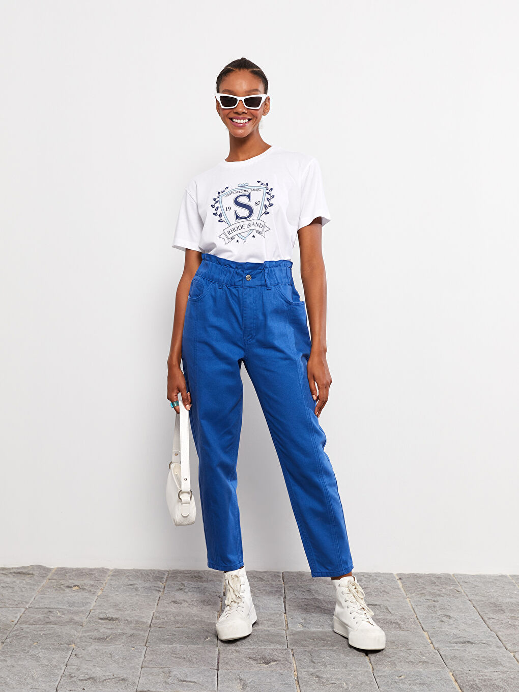 Crew Neck Printed Short Sleeve Cotton Women's T-shirt-1