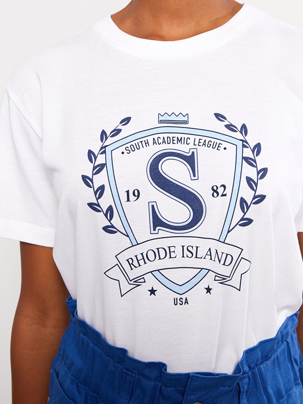 Crew Neck Printed Short Sleeve Cotton Women's T-shirt-3