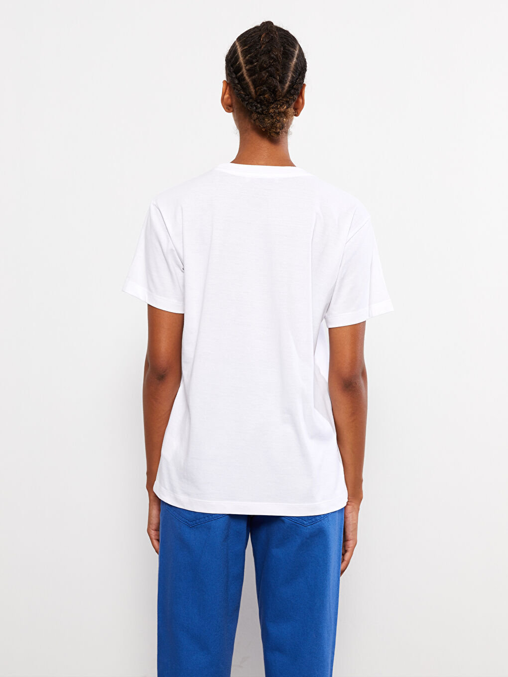 Crew Neck Printed Short Sleeve Cotton Women's T-shirt-4