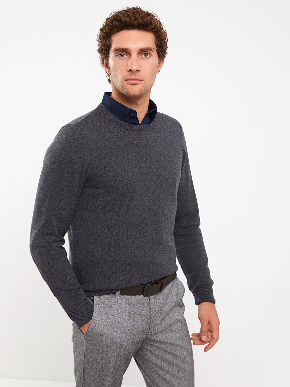 Antrasit Bisiklet Yaka Erkek Triko Kazak