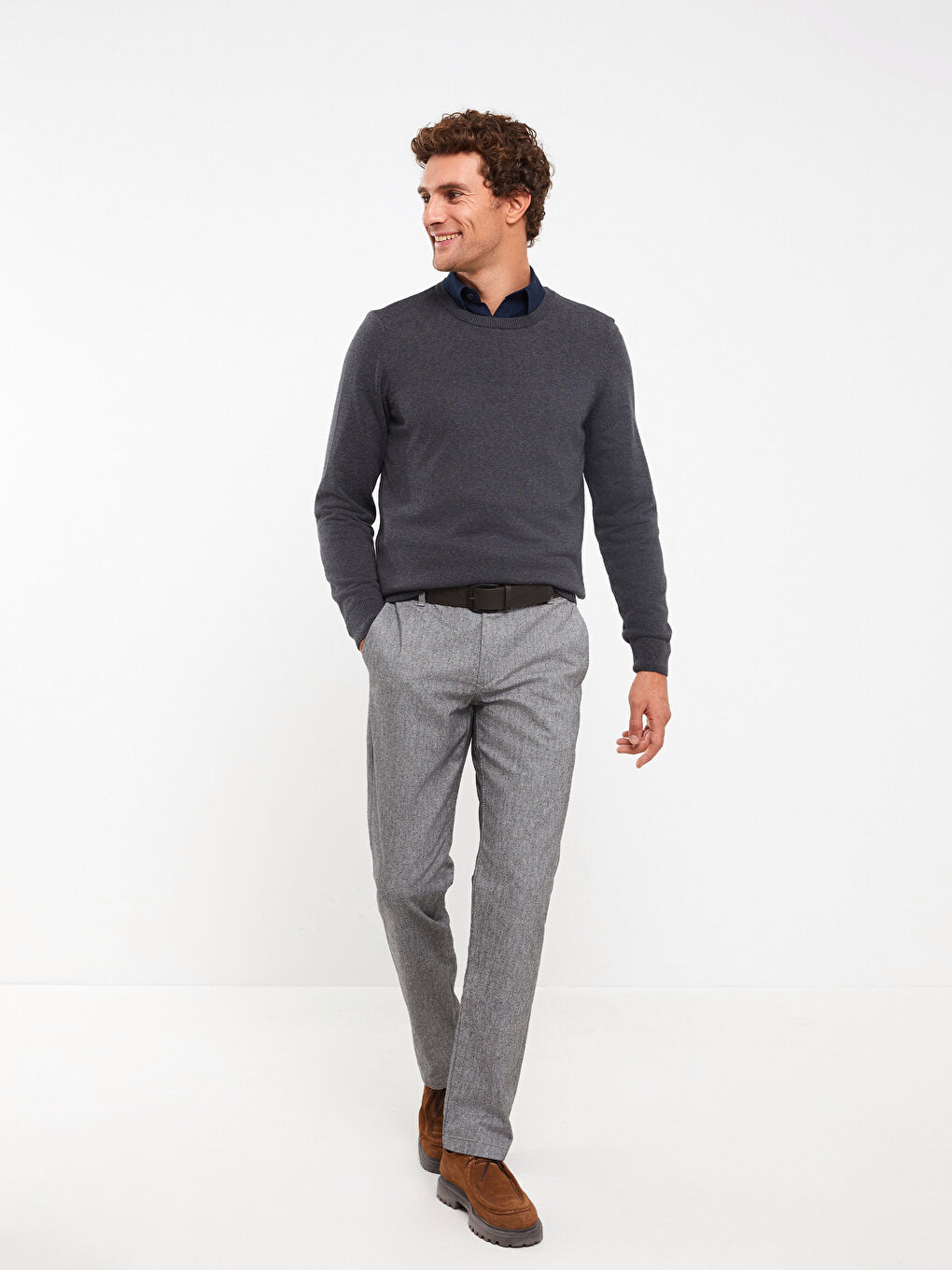 Antrasit Bisiklet Yaka Erkek Triko Kazak-2