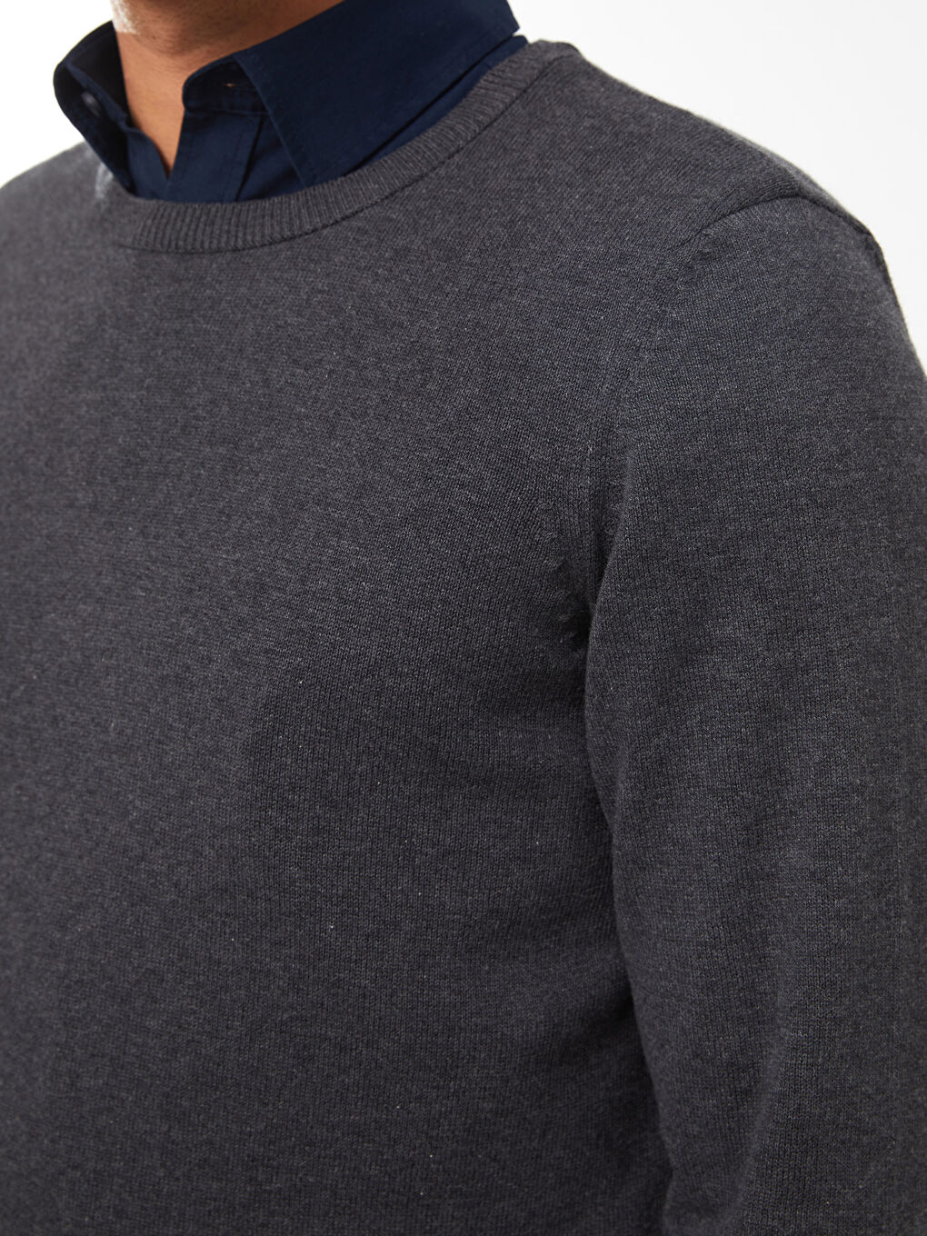 Antrasit Bisiklet Yaka Erkek Triko Kazak-3