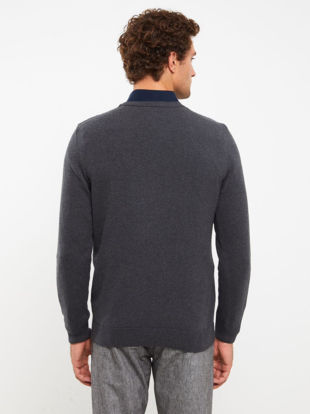 Antrasit Bisiklet Yaka Erkek Triko Kazak-4