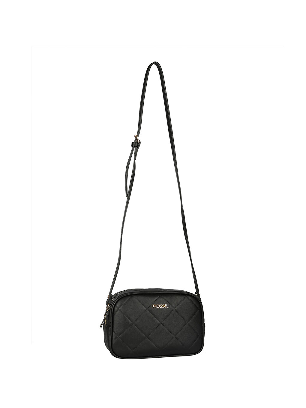 Siyah Fossil Deri Görünümlü Kadın Çapraz Çanta-1