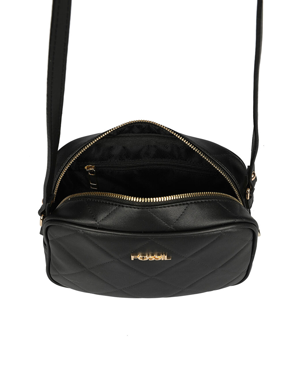 Siyah Fossil Deri Görünümlü Kadın Çapraz Çanta-3