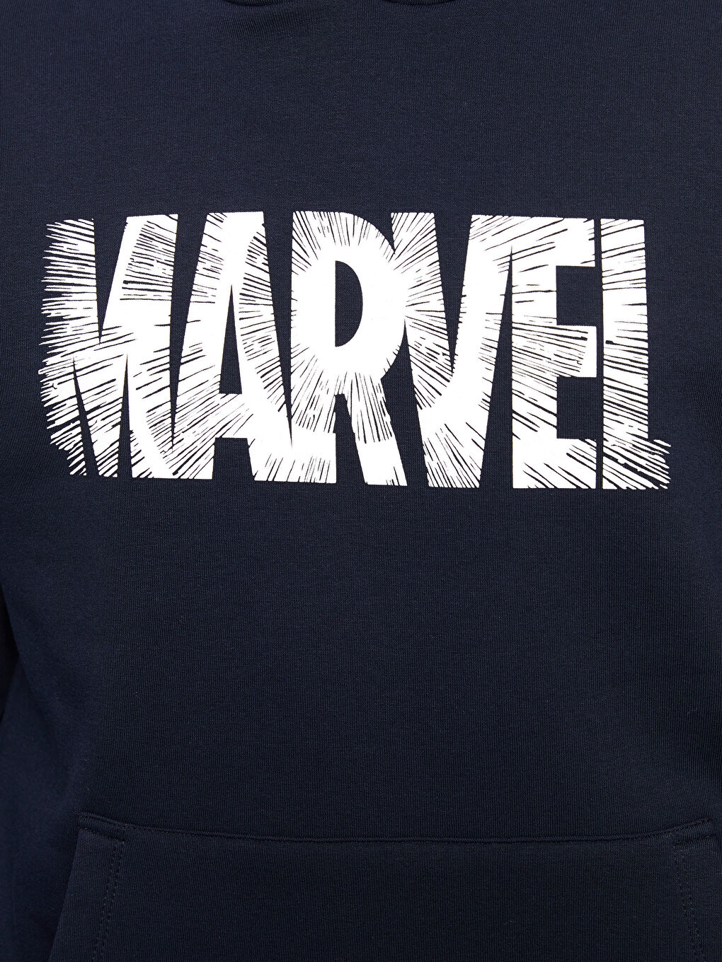 LCW Casual Koyu Lacivert Uzun Kollu Marvel Baskılı Kalın Erkek Hoodie - 3