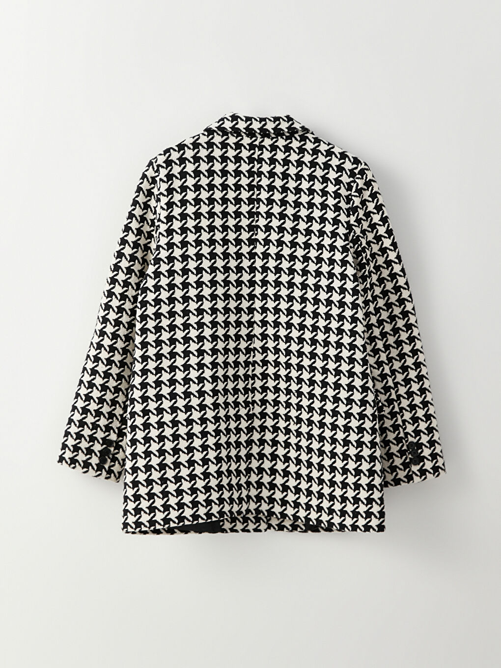 Siyah Kazayağı Desenli Uzun Kollu Kadın Tüvit Blazer Ceket-12