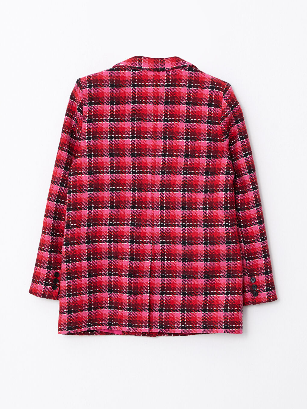 Plaid Long Sleeve Tweed Women's Blazer Jacket-6