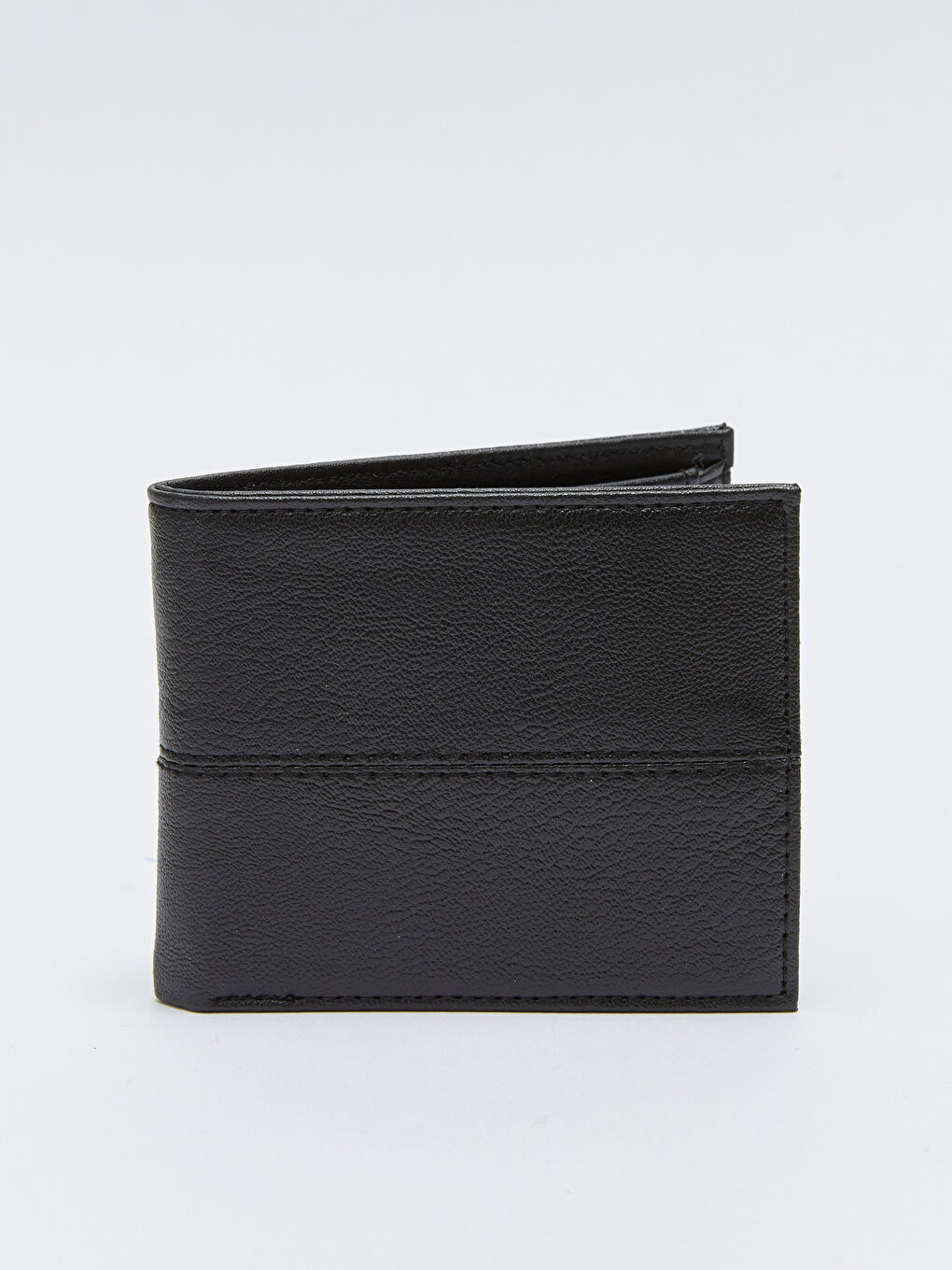 Siyah Deri Görünümlü Dekoratif Dikişli Erkek Cüzdan
