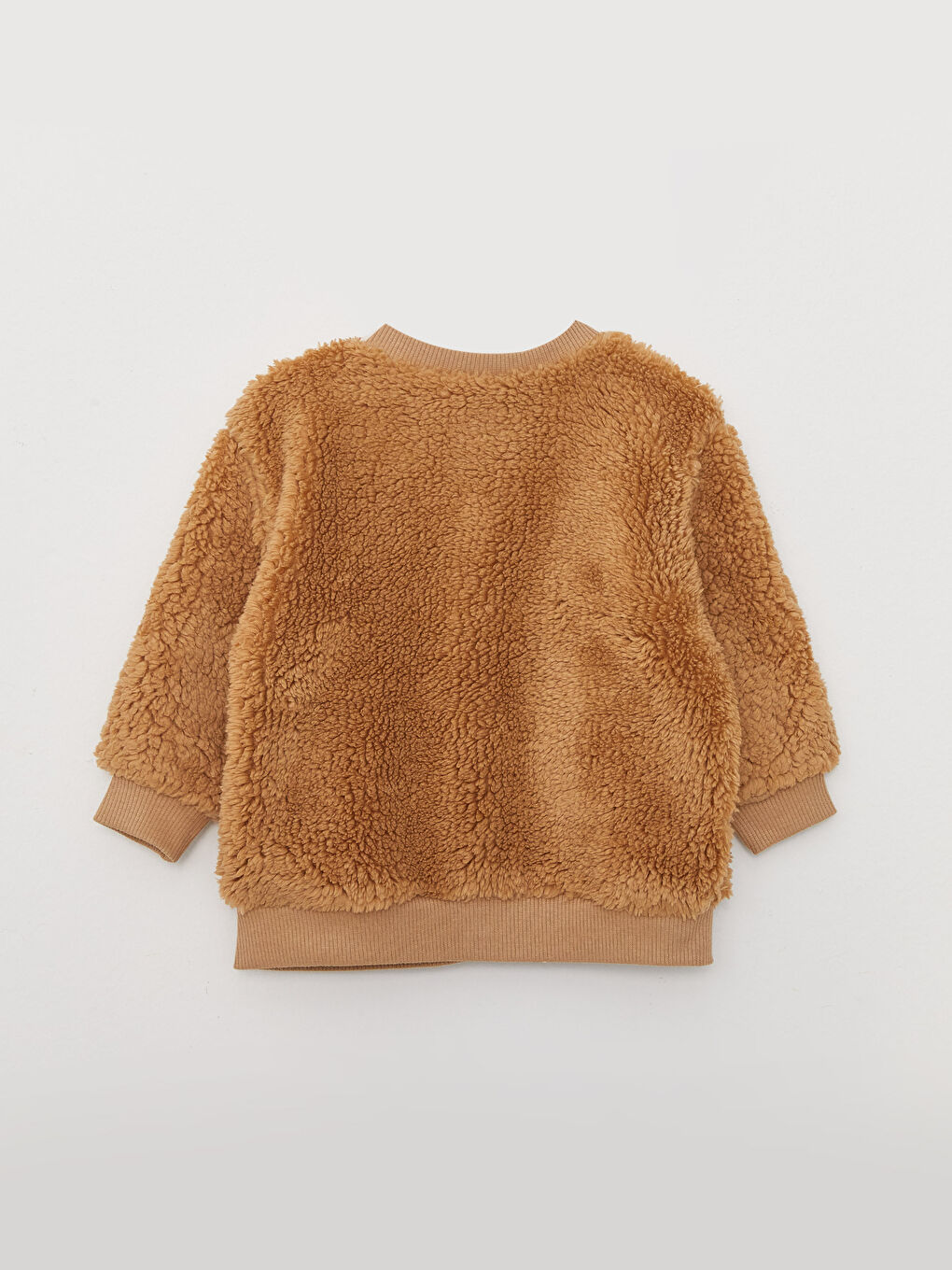 Crew Neck Long Sleeve Plush Baby Boy Cardigan-1