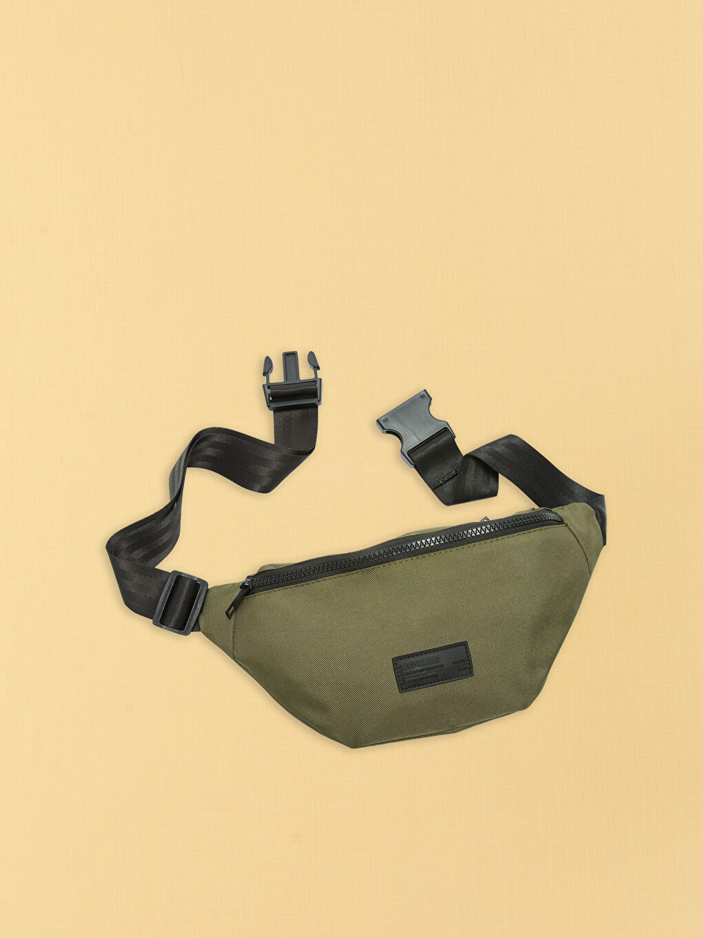 Haki Etiket Detaylı Erkek Bel Çantası-3