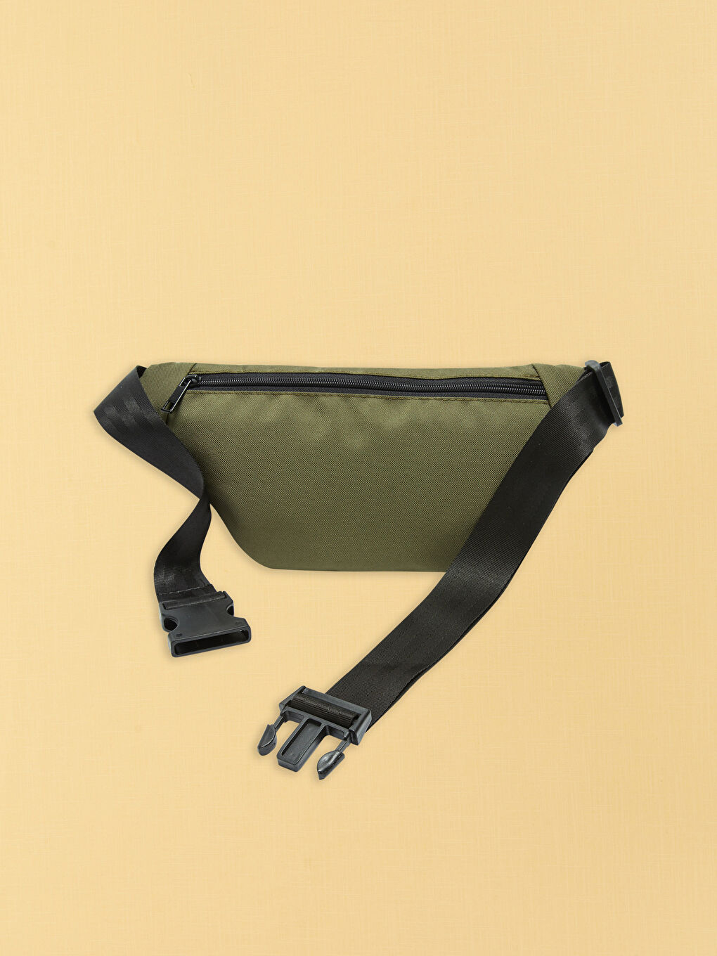Haki Etiket Detaylı Erkek Bel Çantası-4