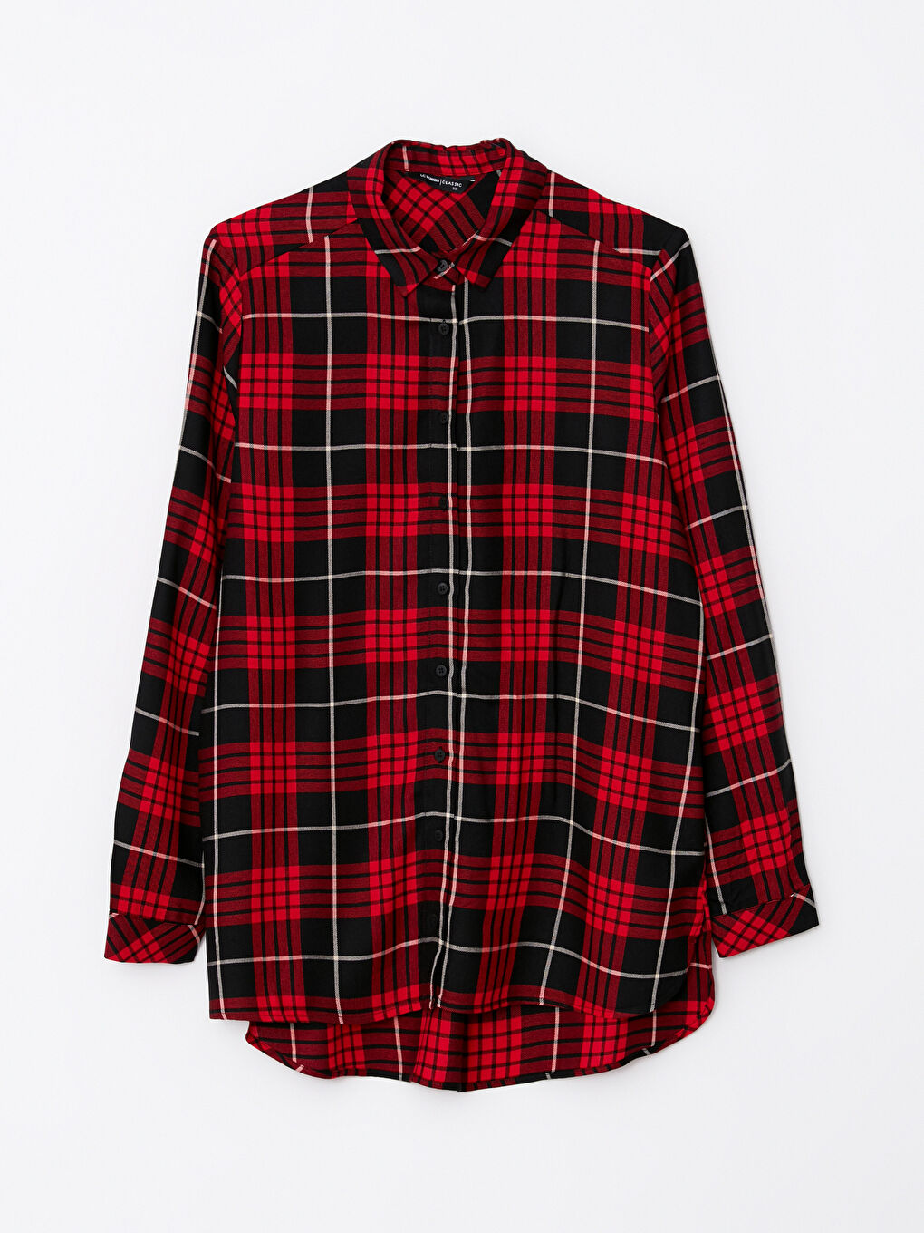 Chemise à Carreaux Boutonnée à Manches Longues en Viscose pour Femmes-5