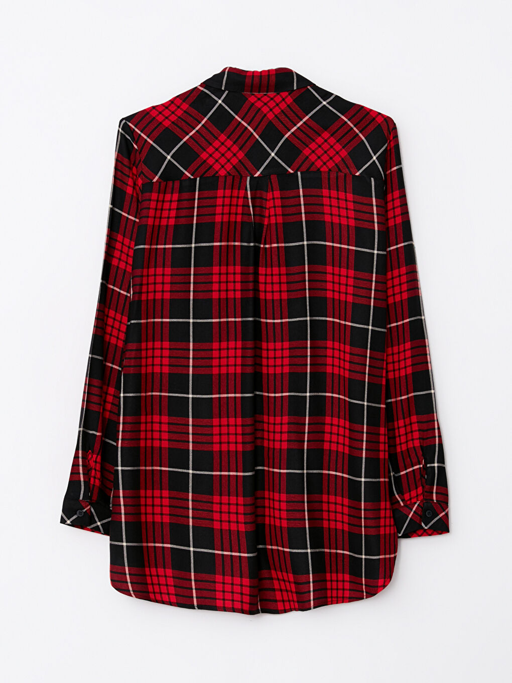 Chemise à Carreaux Boutonnée à Manches Longues en Viscose pour Femmes-6