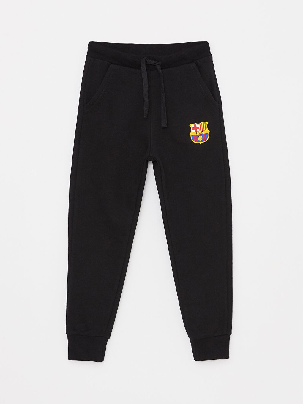 Siyah Beli Lastikli Barcelona Baskılı Erkek Çocuk Jogger Eşofman Altı