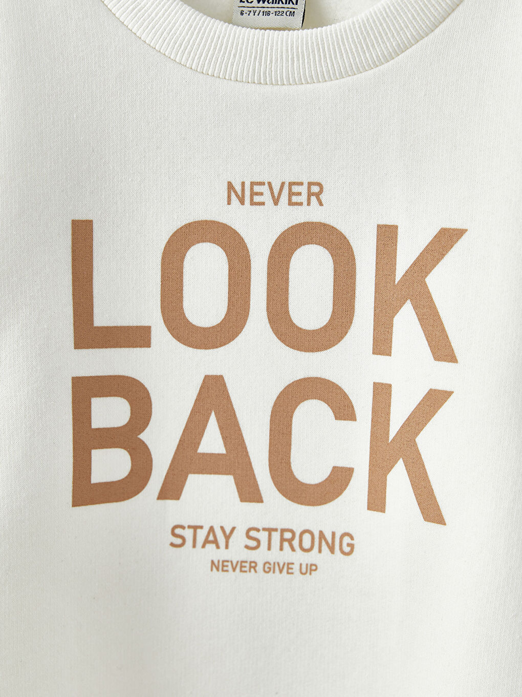 Ekru Bisiklet Yaka Baskılı Uzun Kollu Erkek Çocuk Sweatshirt-1