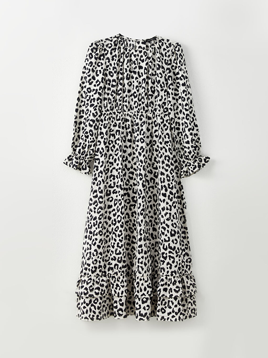 Crew Neck Patterned Long Sleeve Women's Dress-5