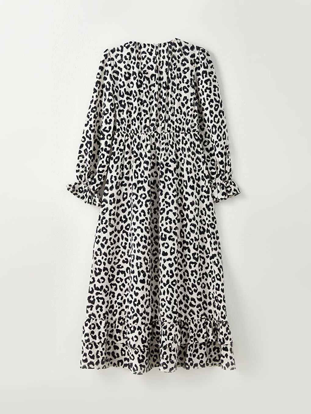 Crew Neck Patterned Long Sleeve Women's Dress-6