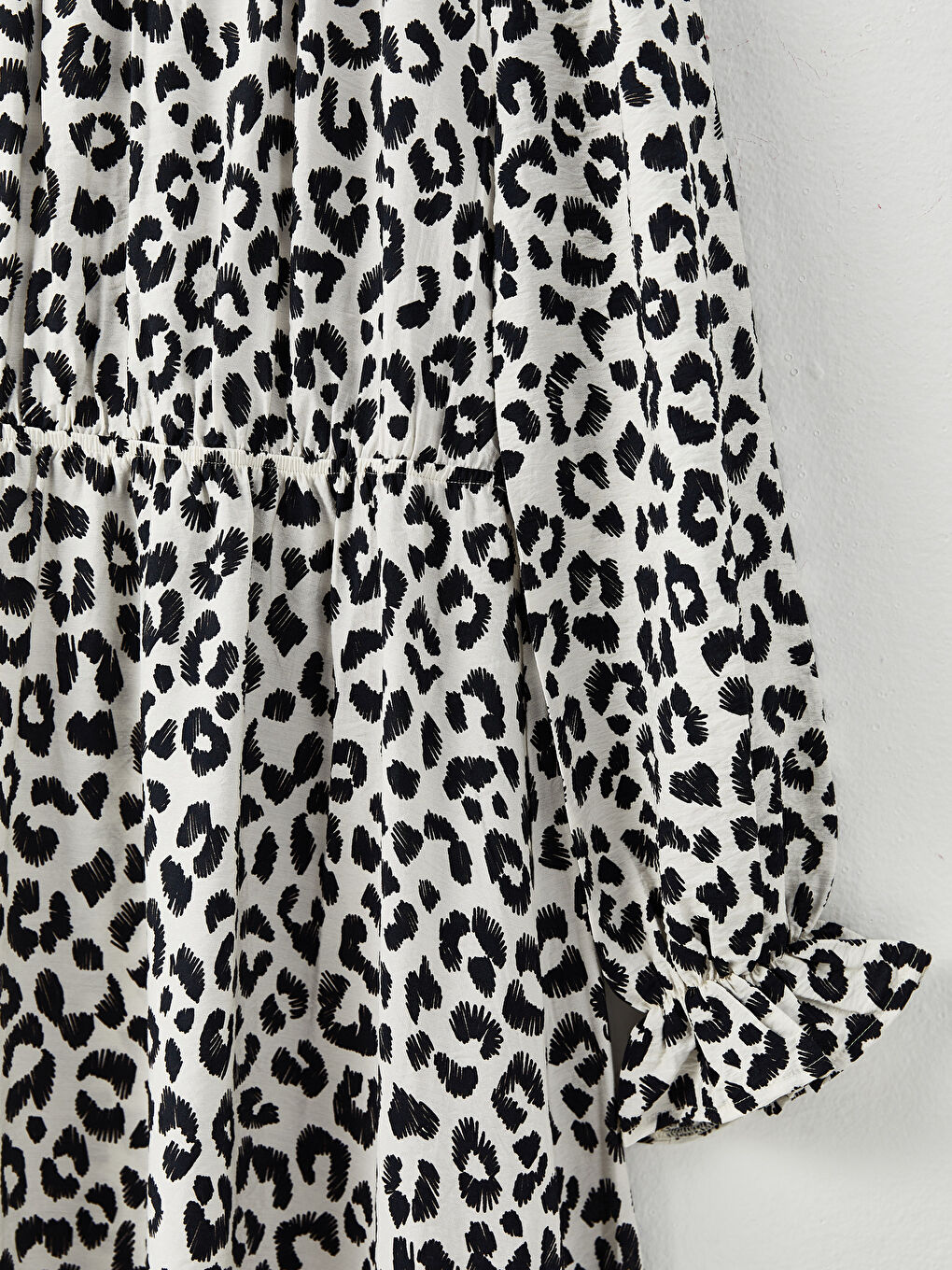 Crew Neck Patterned Long Sleeve Women's Dress-7