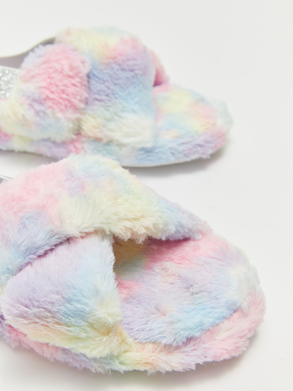 رباط مطاطي نمط تاي داي قطيفة نعال منزلية للبنات-2