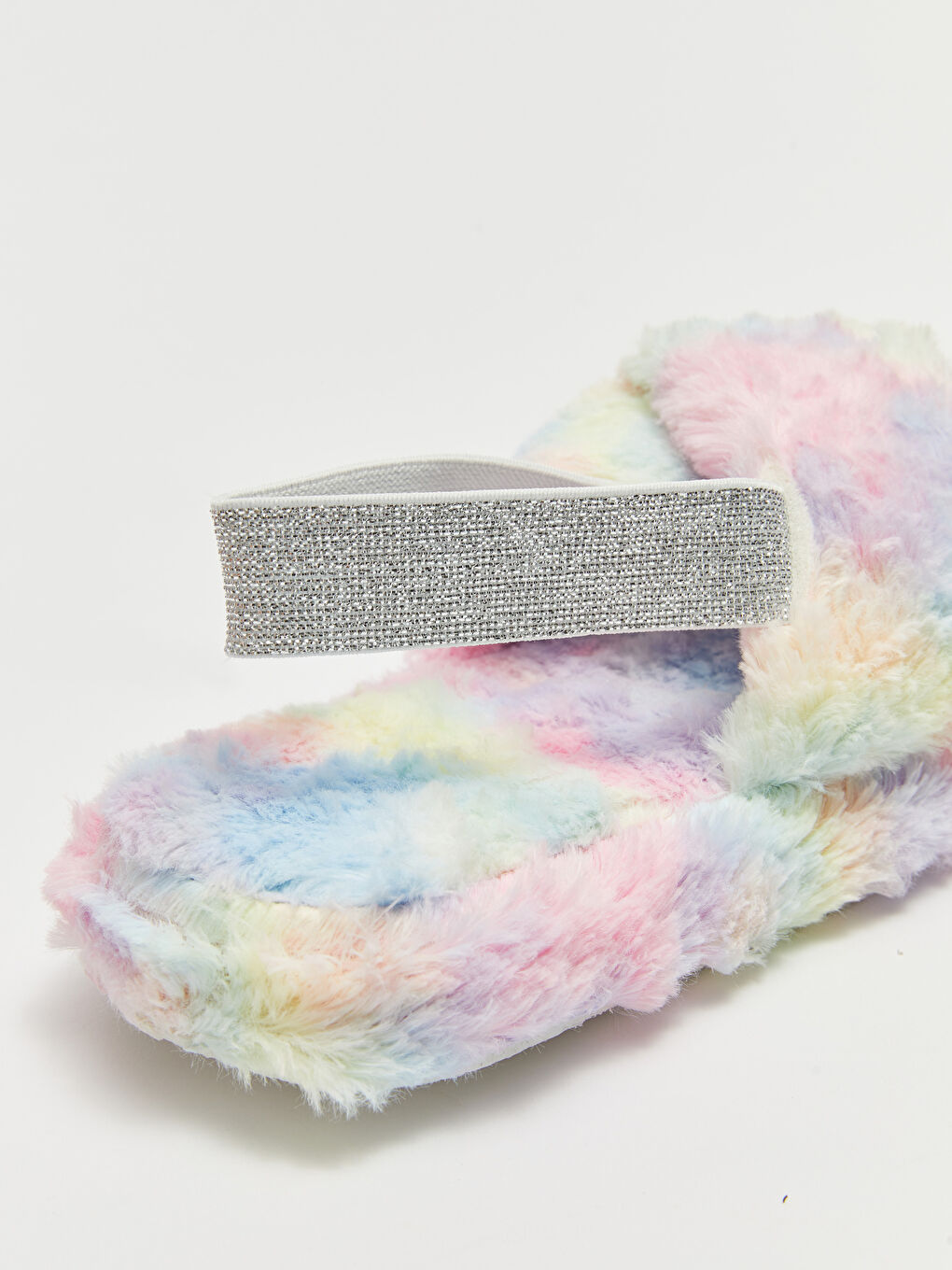 رباط مطاطي نمط تاي داي قطيفة نعال منزلية للبنات-4