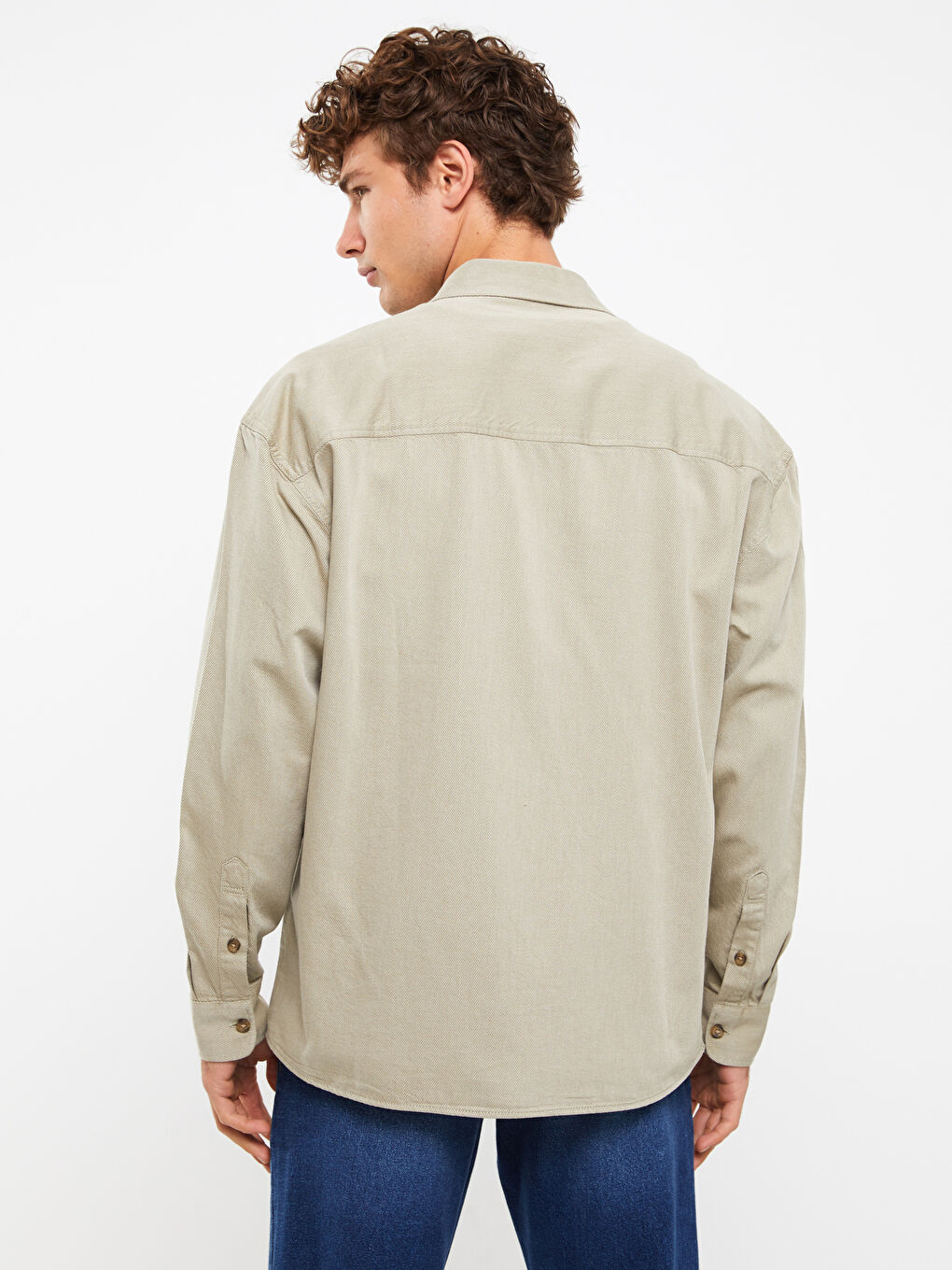 Relaxed Fit Long Sleeve Men's Shirt Jacket-4