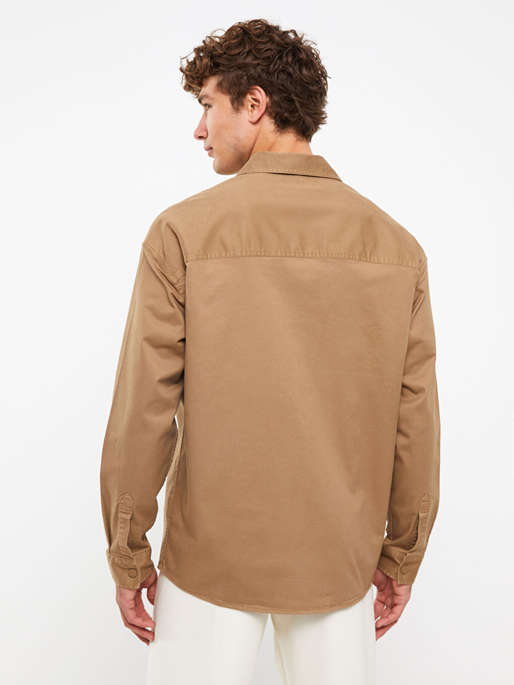 Relaxed Fit Long Sleeve Twill Men's Shirt Jacket-4