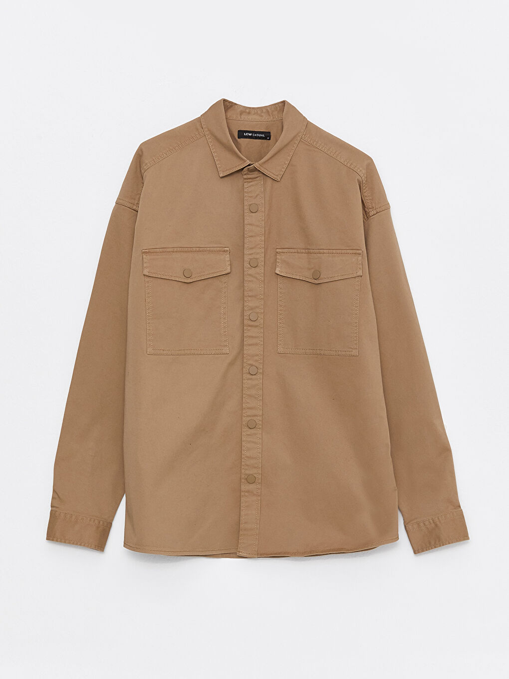 Relaxed Fit Long Sleeve Twill Men's Shirt Jacket-5